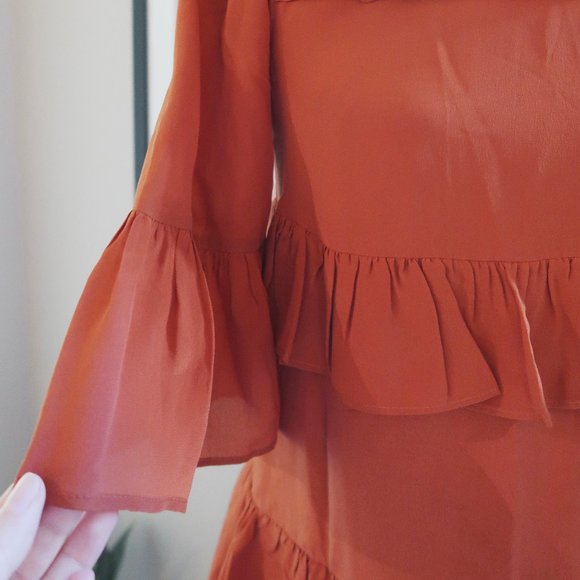 Madewell Silk Waterlily Tiered Ruffle Shirt Dress - Picture 3 of 6